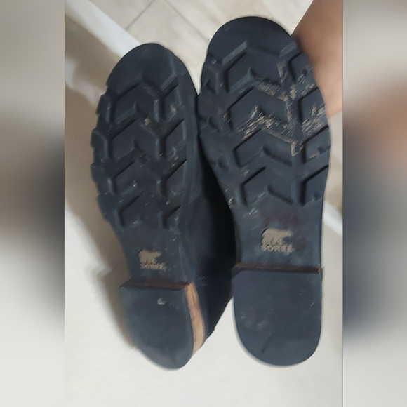 Sorel Emelie Conquest Boots Black Leather Moto Waterproof Shoes Women's Size 7.5 - Picture 5 of 7